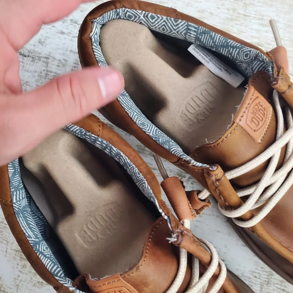 Hey Dude Wally Grip Craft Leather Mens Shoes Sz 11 Slip On Loafers